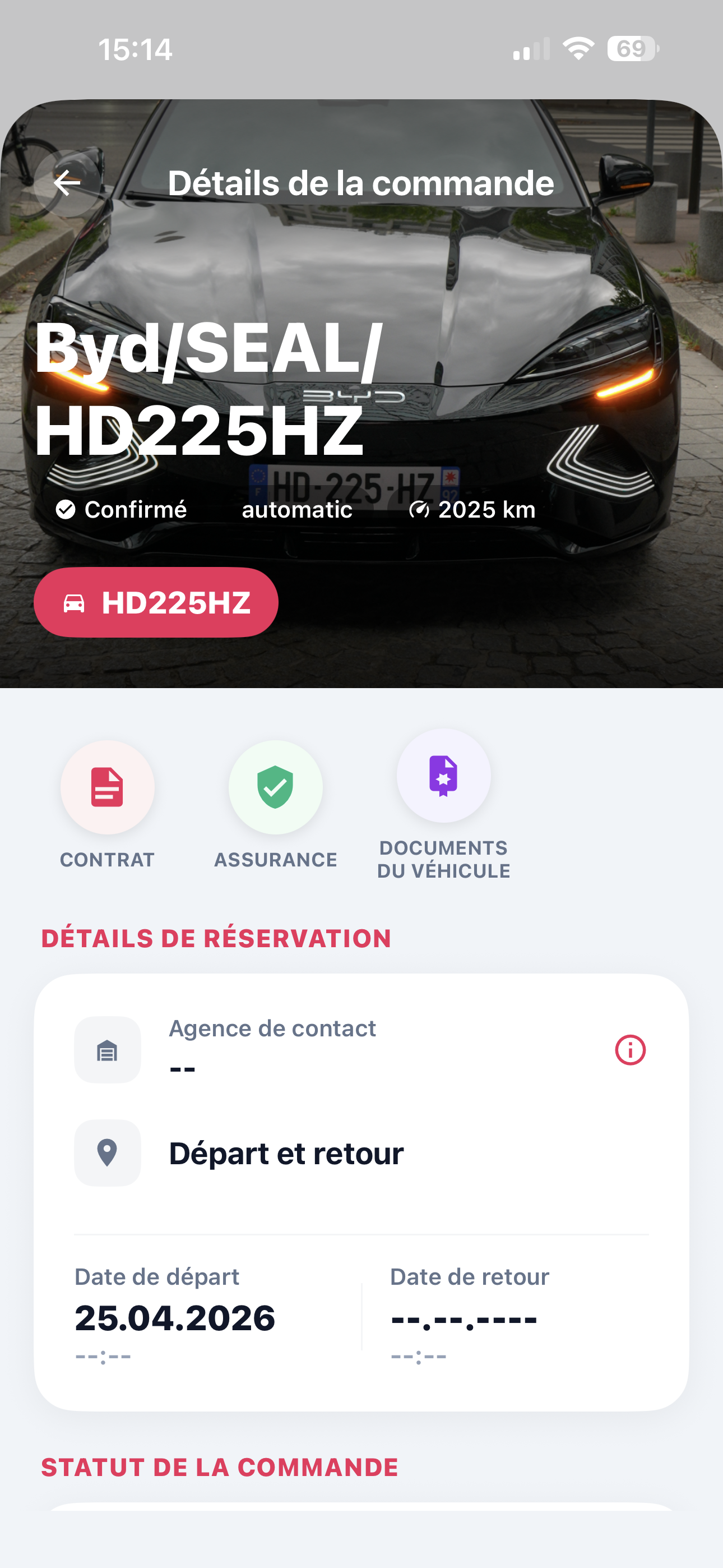 App Chauffeur KRICAR — commande