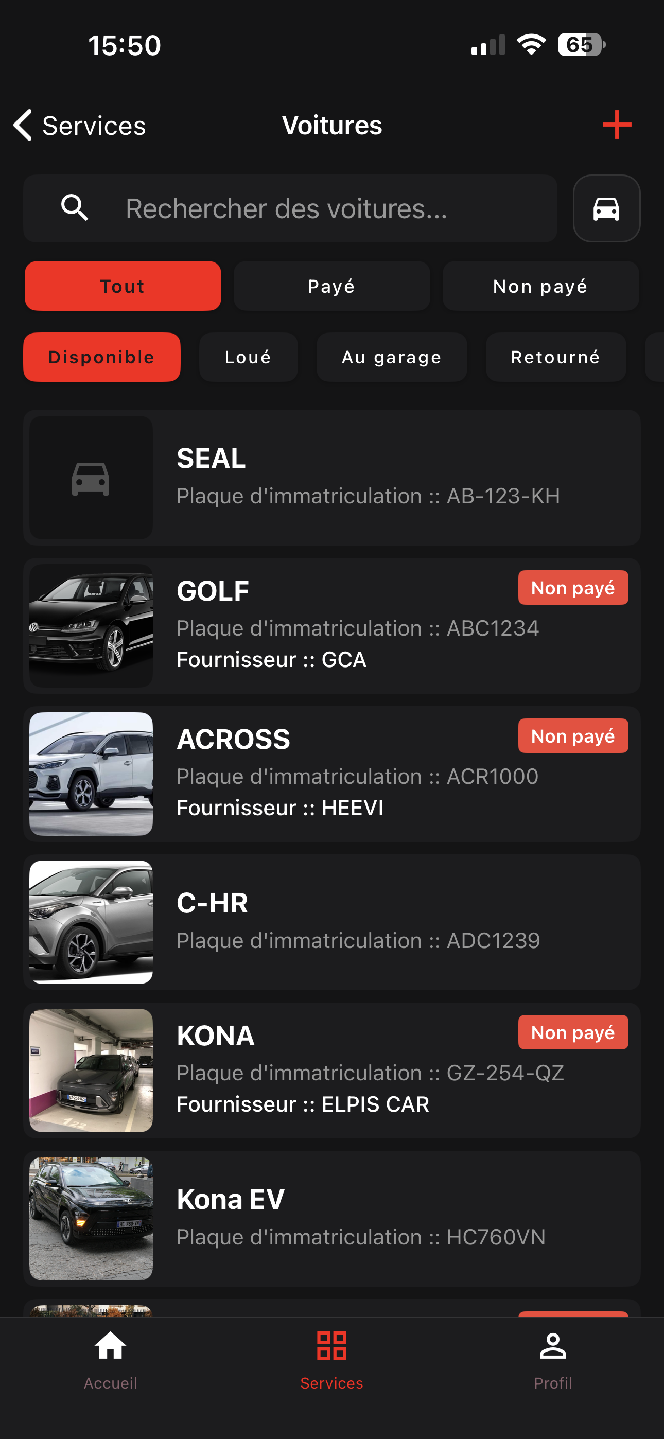 App KRICAR Voitures