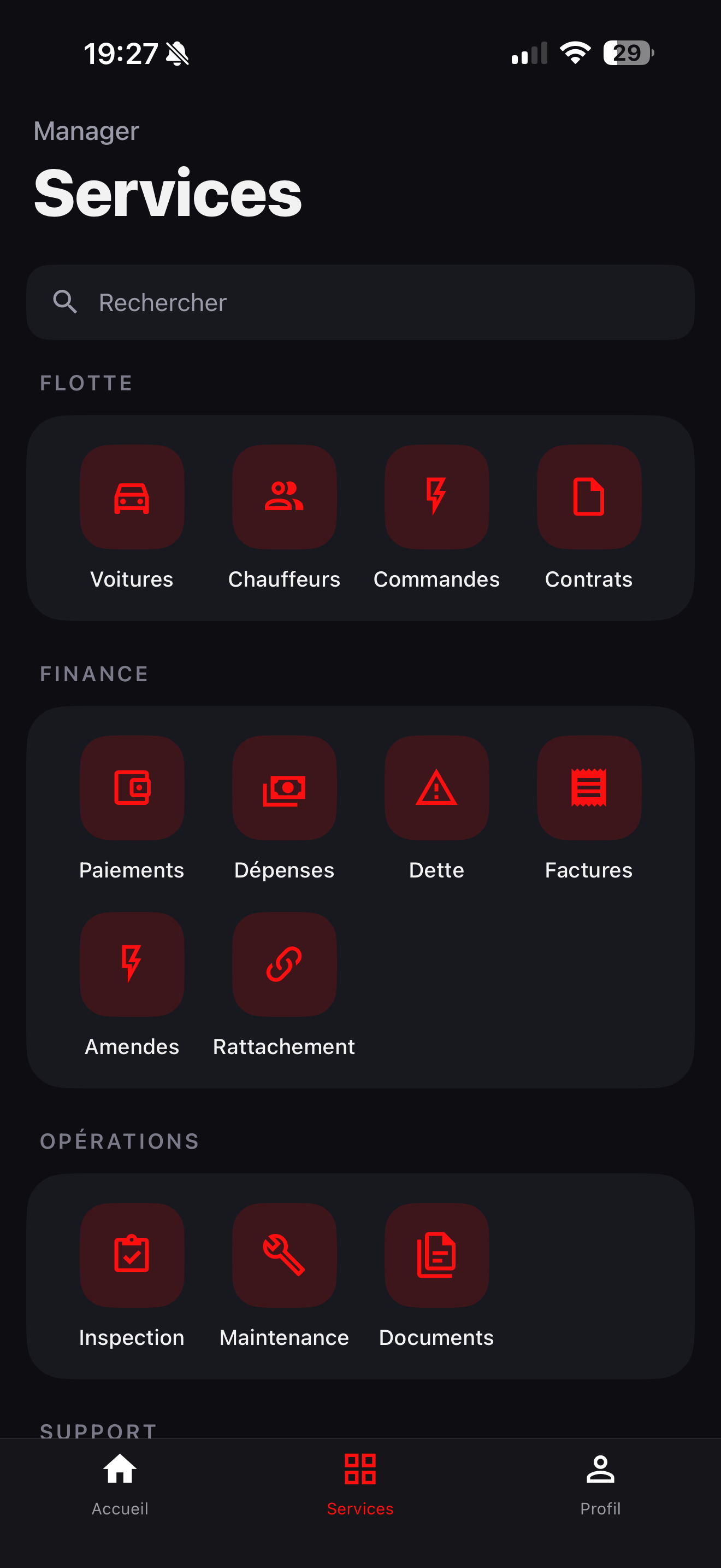 Application mobile KRICAR ERP VTC — gestion des services