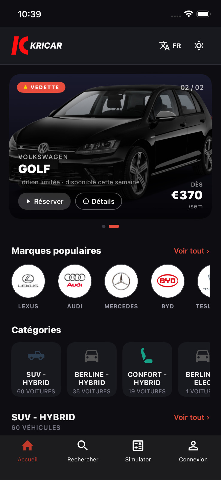KRICAR — Recherche véhicules